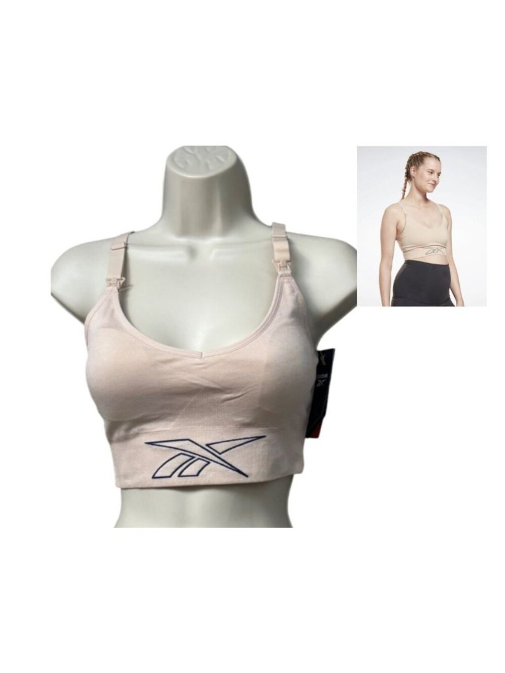 Reebok Women's Nursing Sports Bra in Soft Ecru, Size S